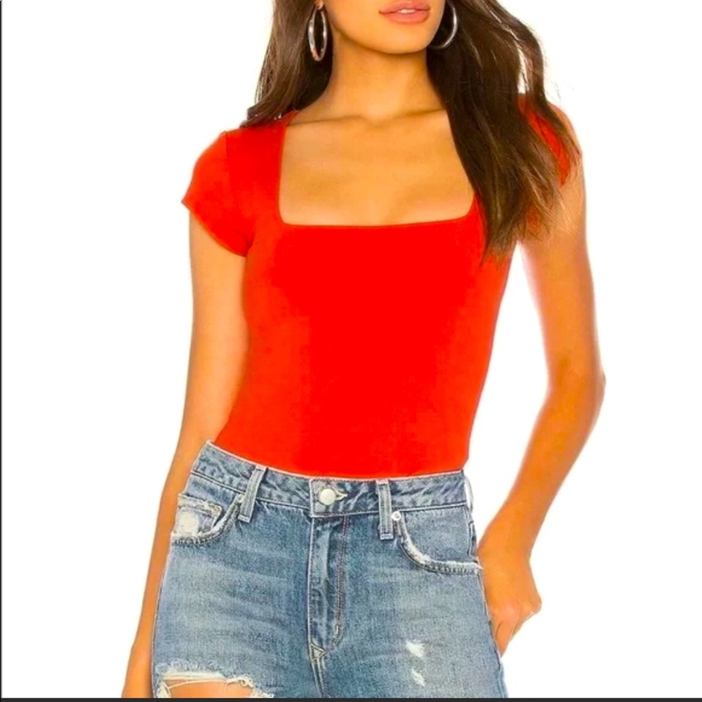 Free People Fair and Square Neck Duo Bodysuit in red Size XS